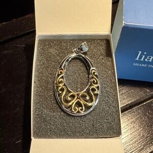 Lia Sophia Elegant Gold and Silver Pendant Slide 2”. Cyrano